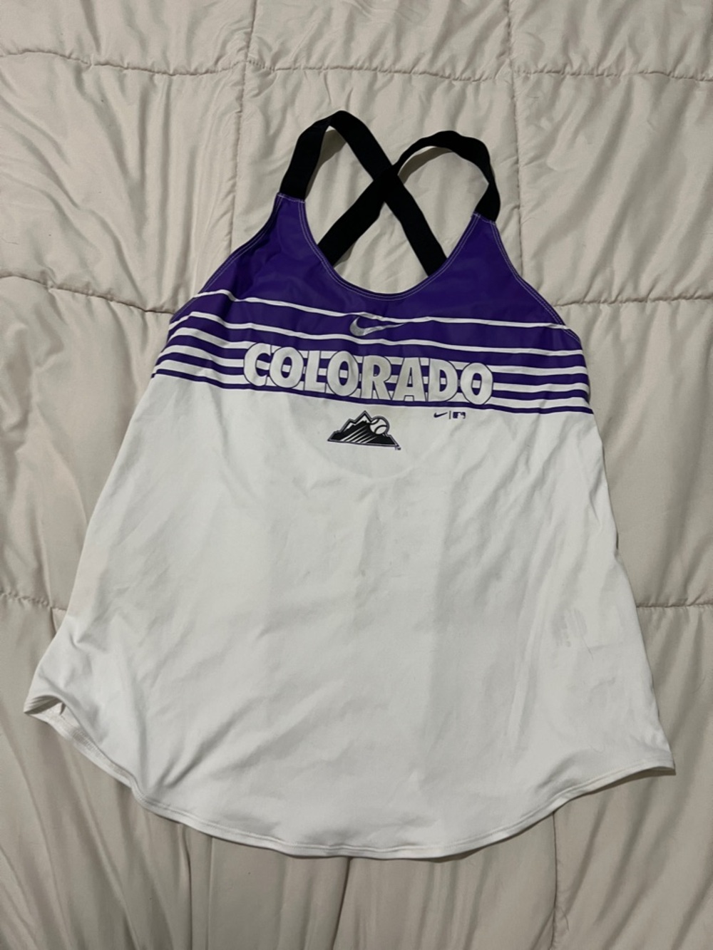 Nike Purple & White Colorado Rockies Racerback Tank
